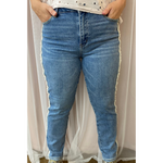 Judy Blue Fringe Trim High Waist Slim Fit Jeans