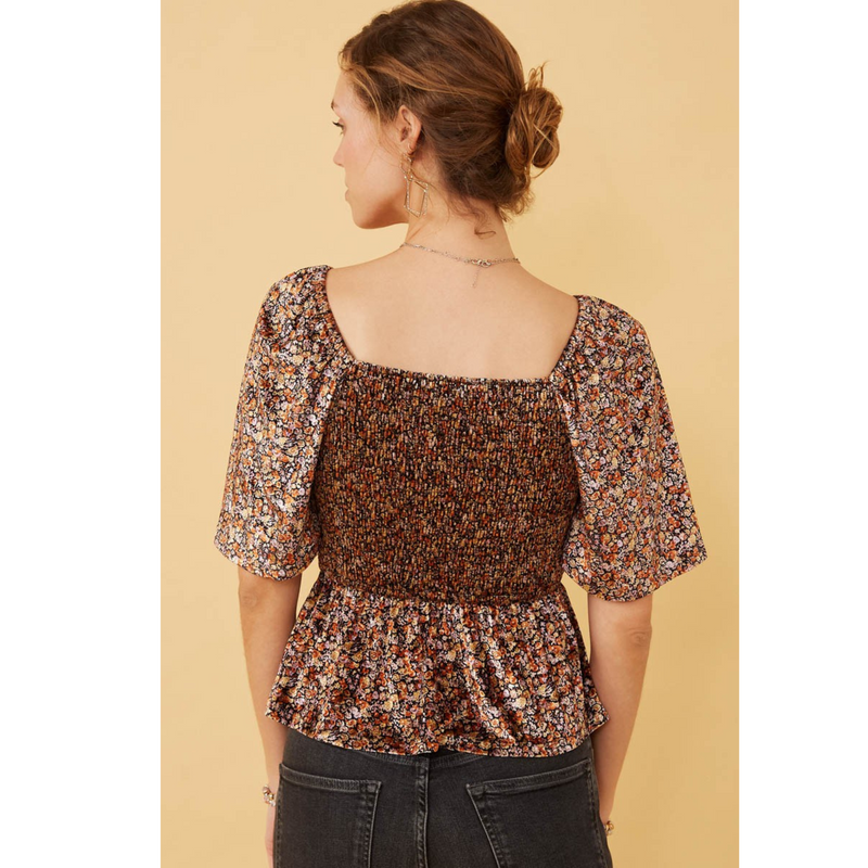 Velvet Floral Top