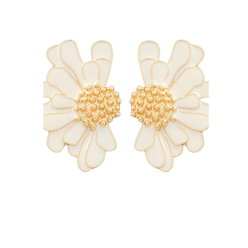 White Flower Earrings