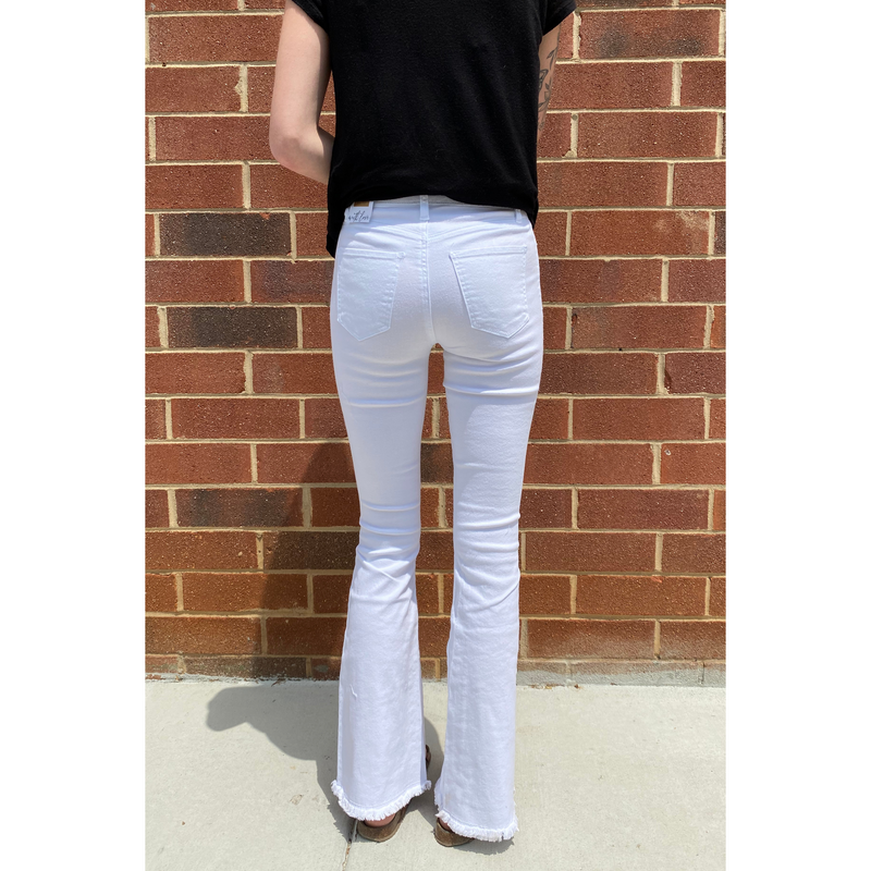 YMI High Rise White Flare Jeans
