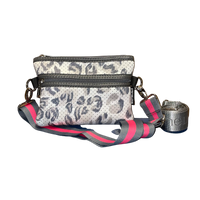 Yorkville Prenelove belt bag/crossbody. light grey leopard print